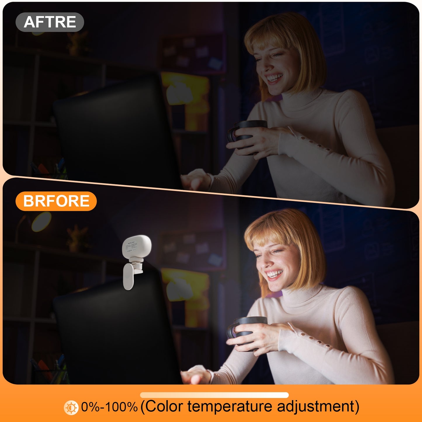 Clipe de luz de selfie recarregável aLLreLi XJ76 - Carregamento tipo C