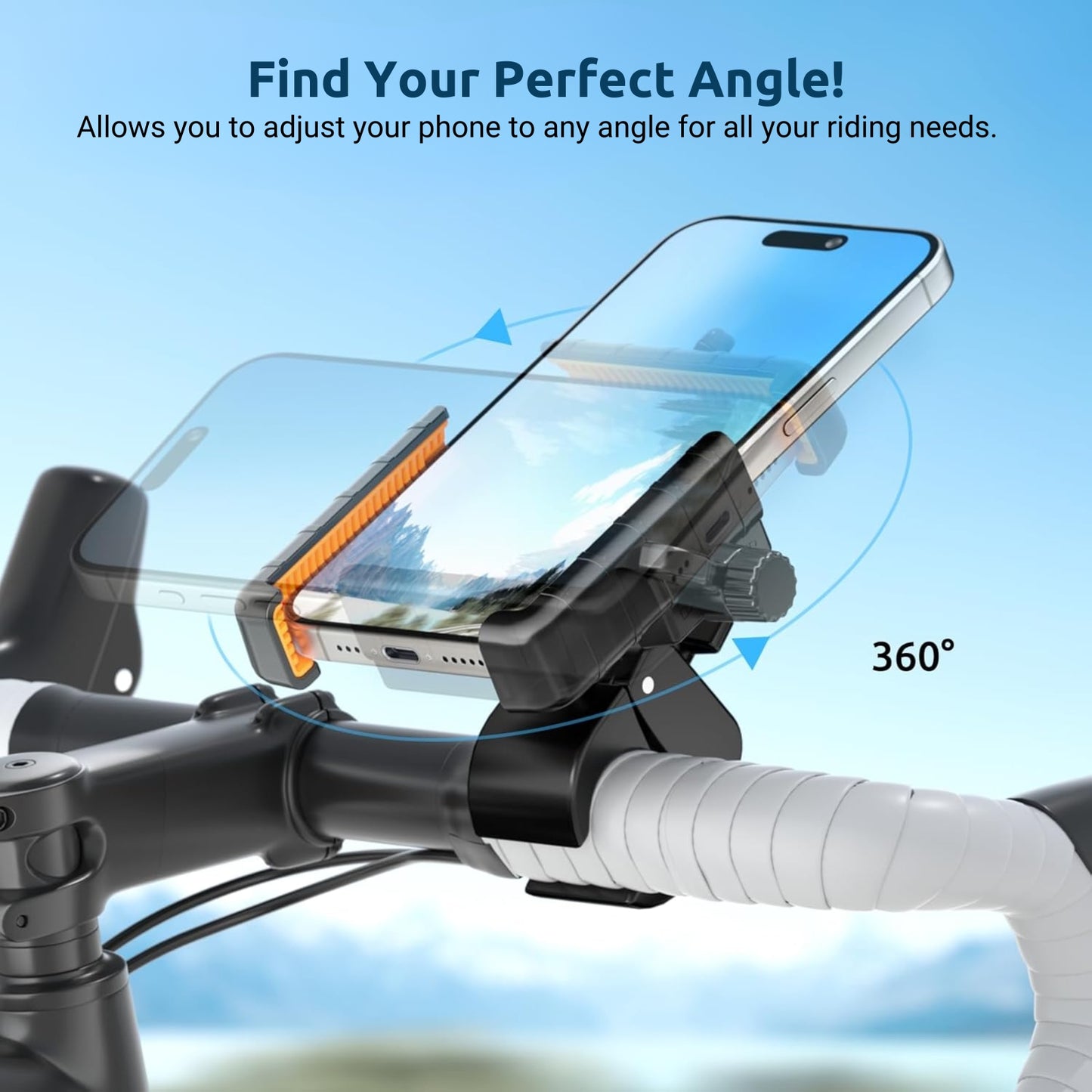 Suporte de telefone para bicicleta TT1 Bicicleta 360° ajustável