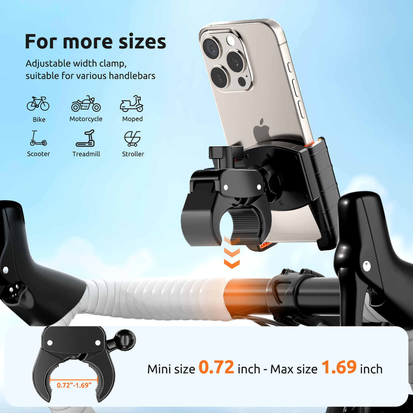 Suporte de telefone para bicicleta TT1 Bicicleta 360° ajustável