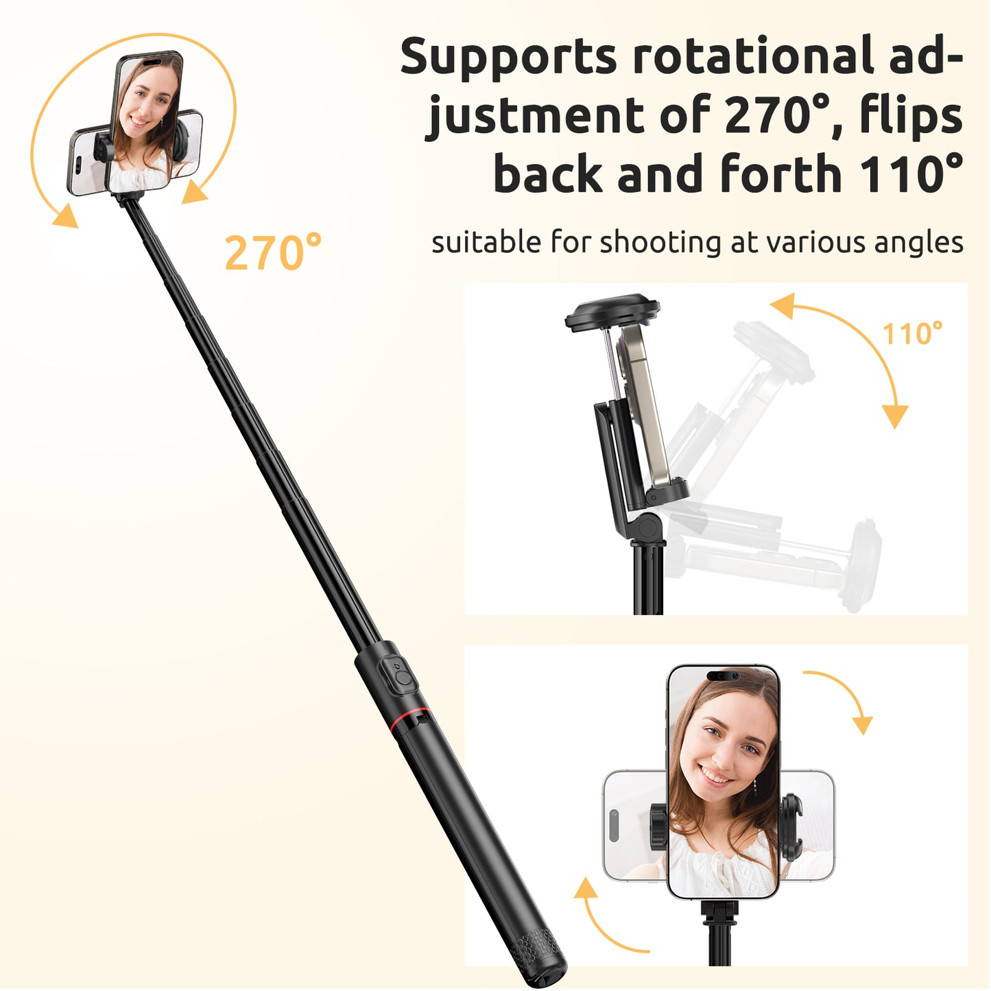 Tripé e bastão de selfie portátil com controle remoto, C10